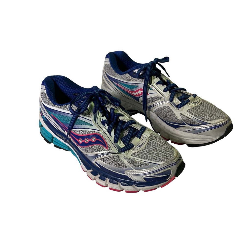 Saucony Guide 8 Womens‎ 8.5 Running Shoes Silver Blue Pink S10256-1 PowerGrid